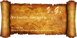 Volosin Gergely névjegykártya